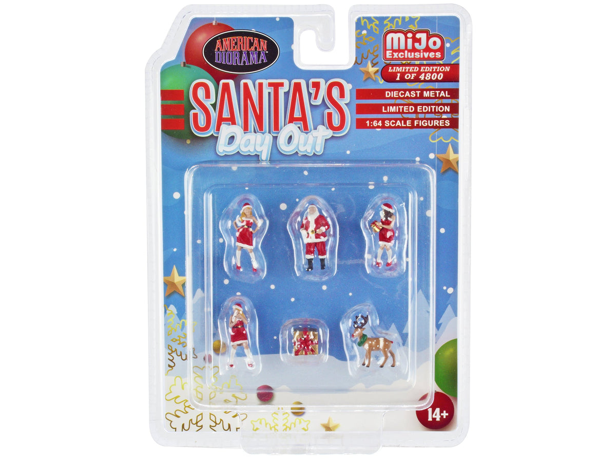 Rapid Vehicles "Santa's Day Out" 6 piece Diecast Set (1 Male 2 Female 1 Reindeer 1 Present...