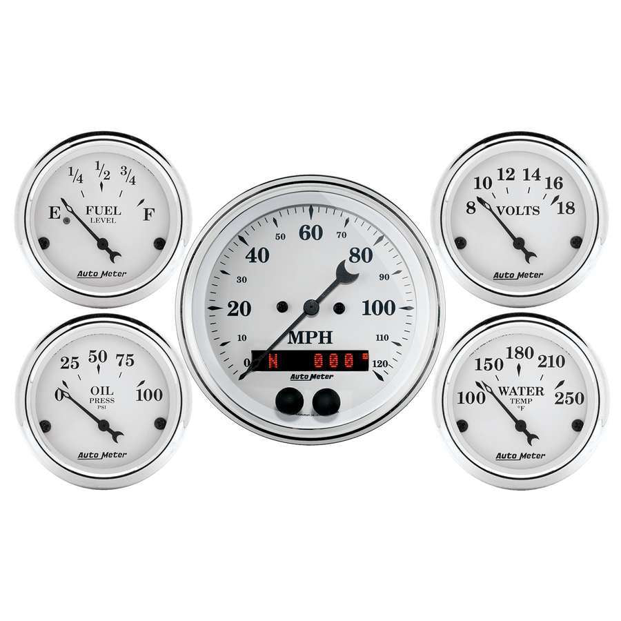 Old Tyme White Gauge Kit w/GPS Speedo - 1650