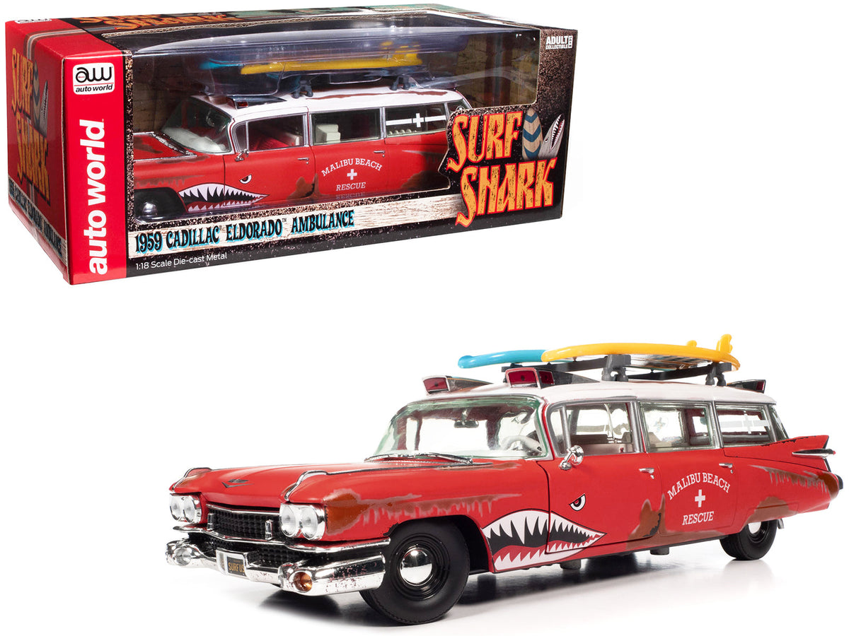 Rapid Vehicles 1959 Cadillac Eldorado Ambulance Red with White Top "Malibu Beach Rescue"...