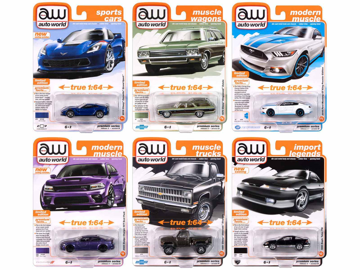 Rapid Vehicles Auto World Premium 2024 Set B of 6 pieces Release 3 1/64 Diecast Model Cars by...