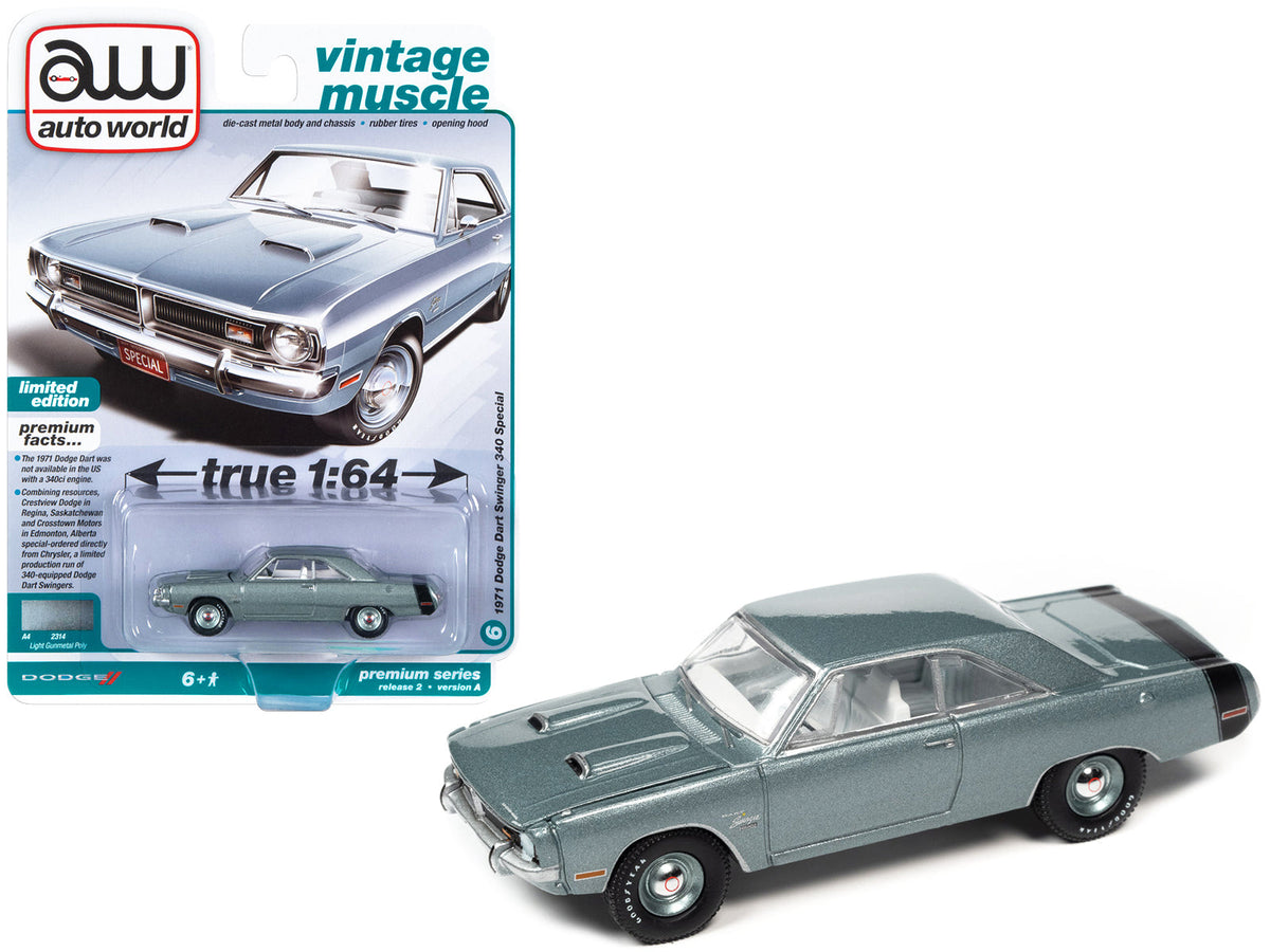 Rapid Vehicles 1971 Dodge Dart Swinger 340 Special Light Gunmetal Gray Metallic with Black Tail...