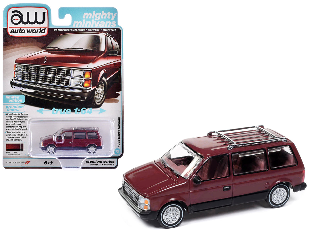 Rapid Vehicles 1985 Dodge Caravan Van Crimson Red and Black "Mighty Minivans" Series 1/64 Diecast...