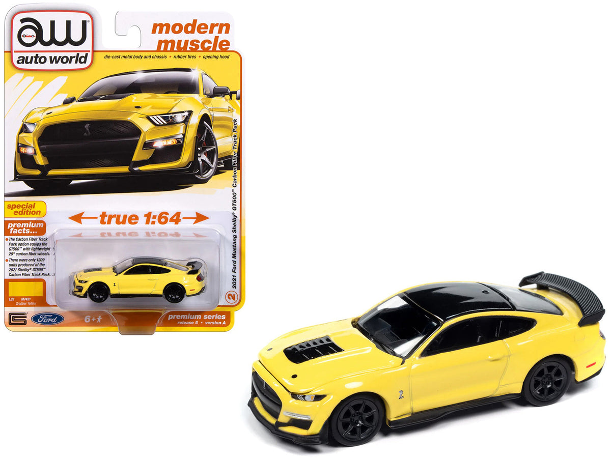 Rapid Vehicles 2021 Ford Mustang Shelby GT500 Carbon Fiber Track Pack Grabber Yellow with Black...