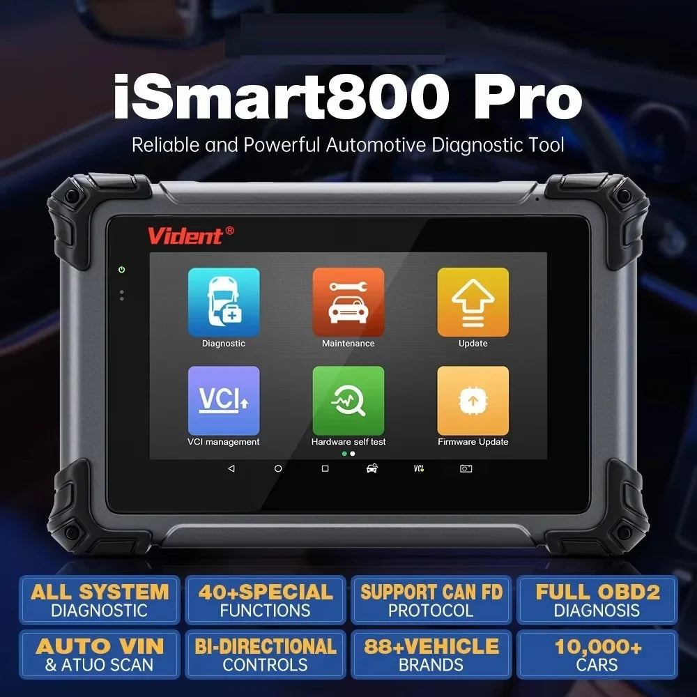 Vident iSmart800Pro Car Scanner All System Diagnosis 40 Reset Function OBDII Full Function Key Fob Programming Scanner Tool