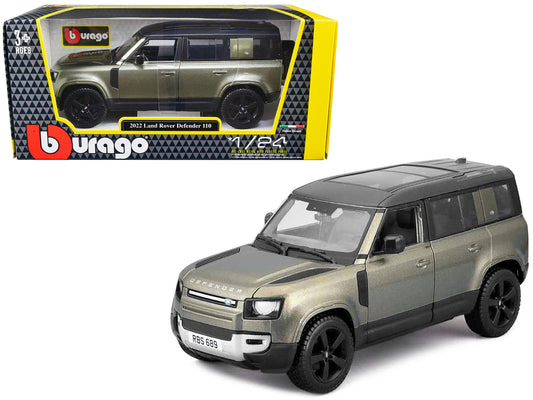 Rapid Vehicles 2022 Land Rover Defender 110 Green Metallic with Black Top and Sunroof 1/24...