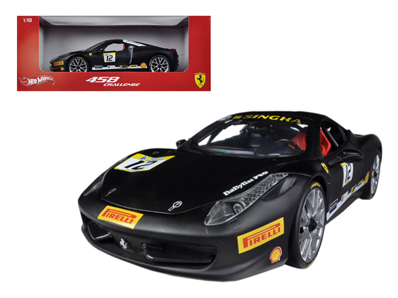 Rapid Vehicles Ferrari 458 Challenge Matt Black #12 1/18 Diecast Car Model by Hot Wheels  free...