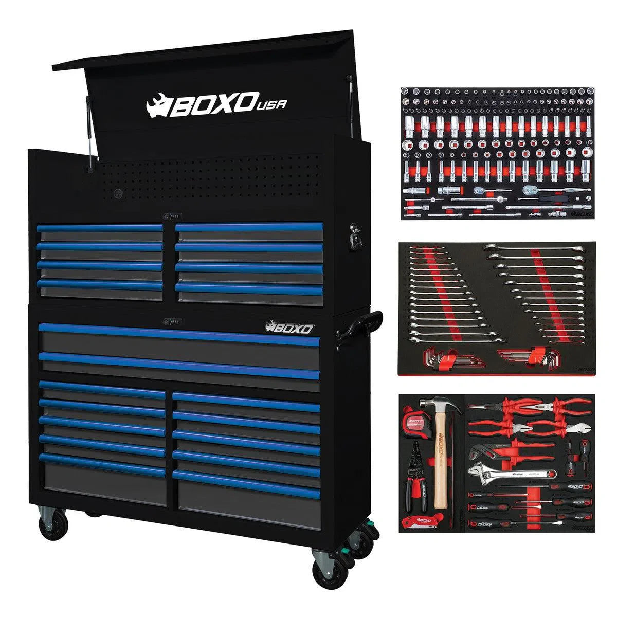 T1 Boxo Pro Series | Loaded 53″ 20-Drawer Rolling Tool Box