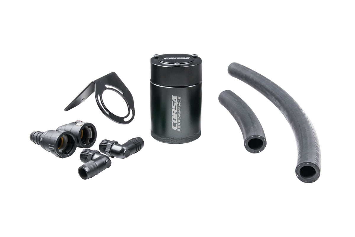 Corsa Aluminum Oil Catch Can w/ Bracket | 2018-2023 Ford Mustang GT 5.0L V8 (CC0003)