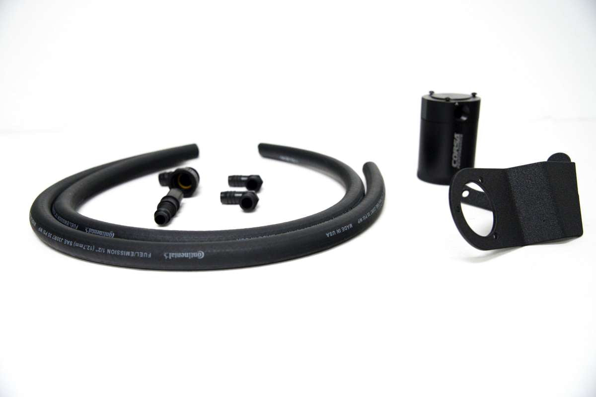 Corsa Aluminum Oil Catch Can w/ Bracket | 2024+ Ford (S650) Mustang GT and Dark Horse 5.0L