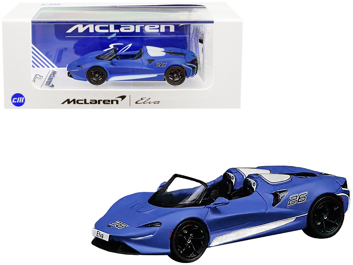 Rapid Vehicles McLaren Elva Convertible #26 Matt Blue with White Stripes and Extra Wheels 1/64...