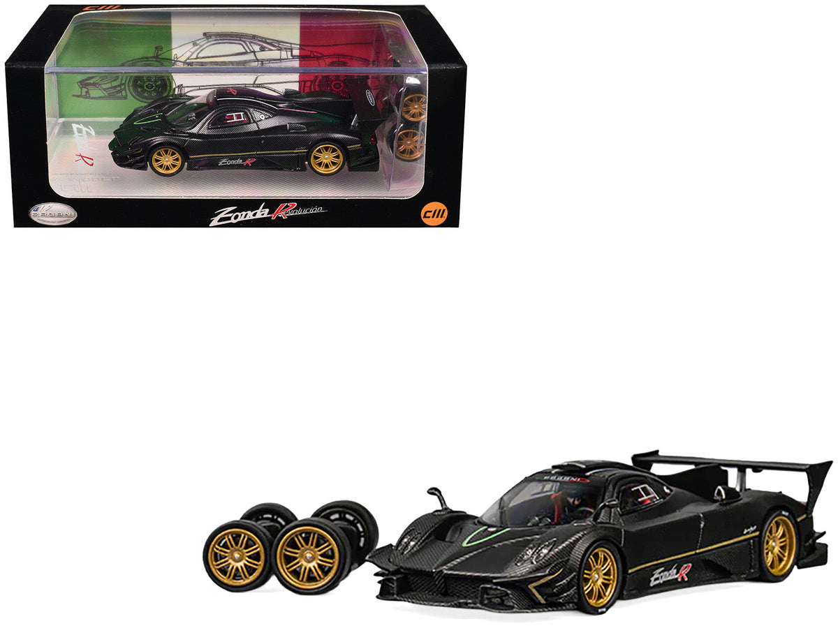 Rapid Vehicles Pagani Zonda Revolucion Black Carbon with Extra Wheels 1/64 Diecast Model Car by...