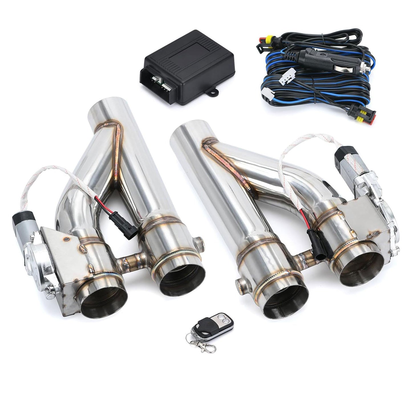 Universal 2.5 Inch Dual Stainless Steel Exhaust Valve Pipe Kit 2PC