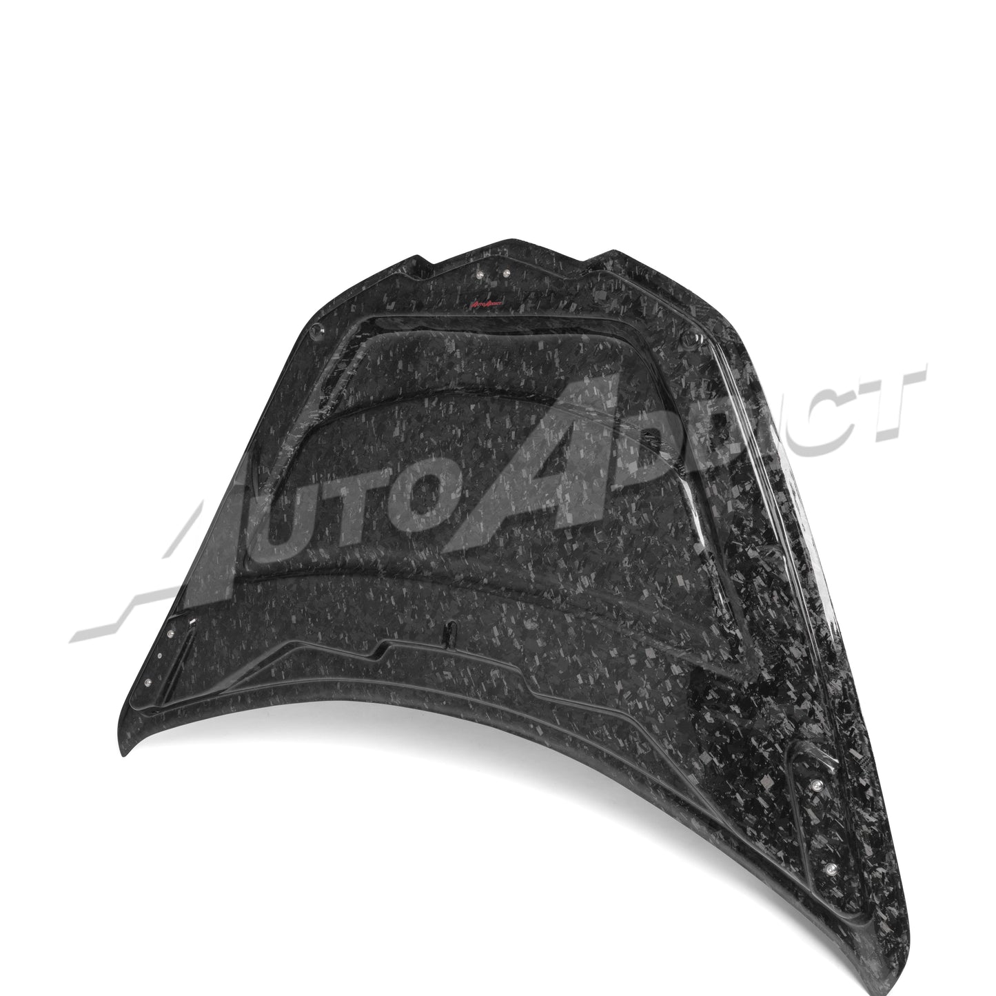 Close up forged carbon rear wing blade for C8 Corvette chassis mount system
