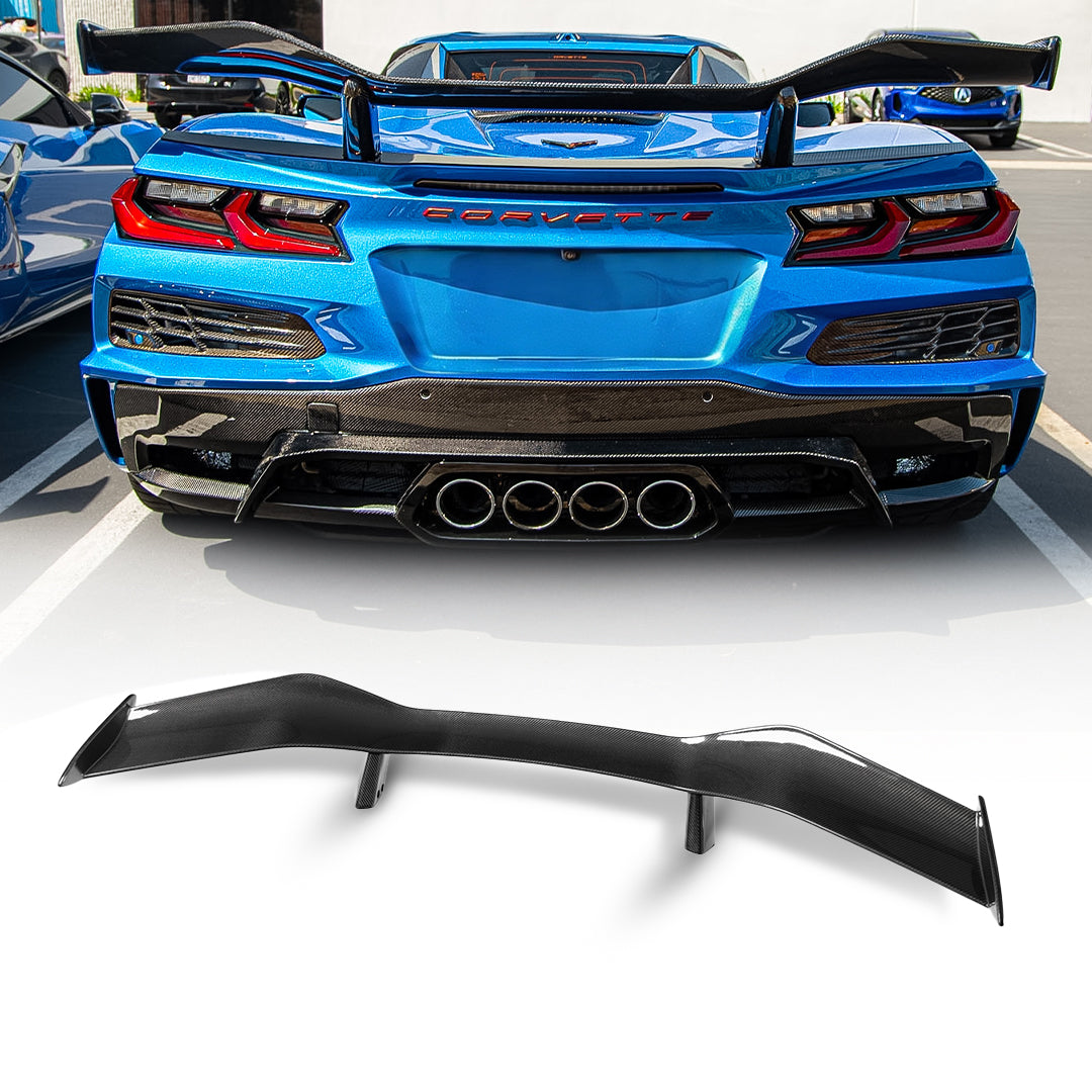2023-2026 C8 Corvette Z06 E-Ray Carbon Fiber Rear High Spoiler Integrated Upriser