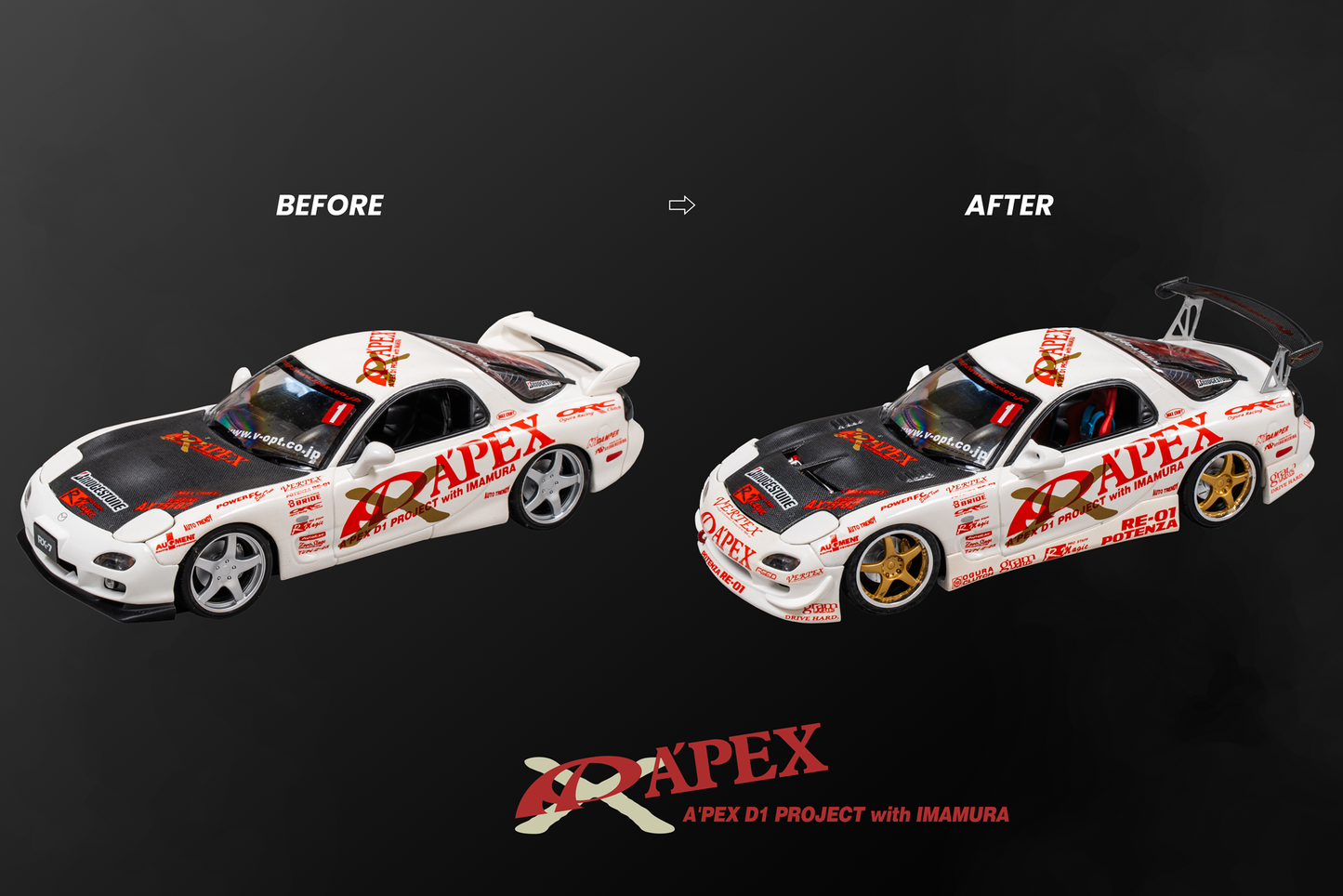 APEXi A'PEXi - RX-7 FD3S APEX D1GP Project - AUTO PRO SHOP 1/24 Scale Die Cast Metal