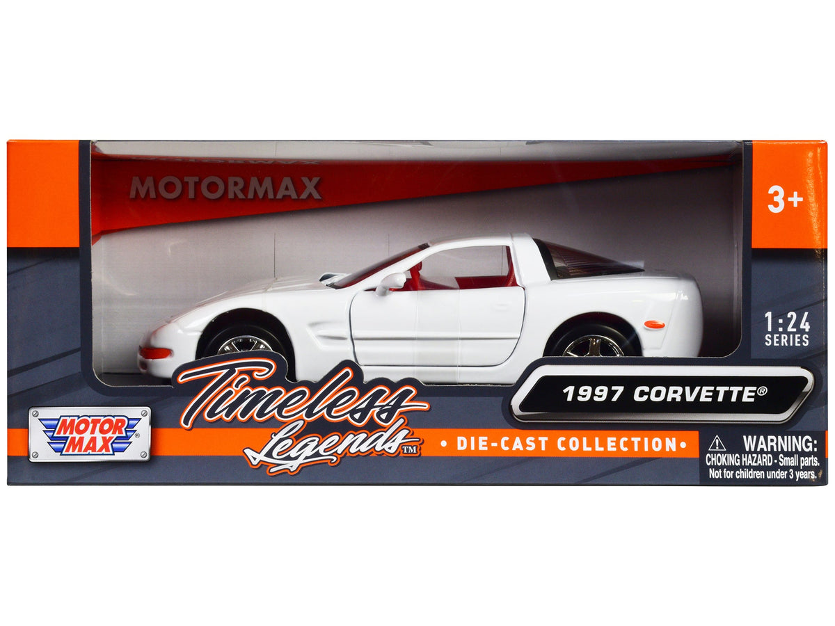 Rapid Vehicles 1997 Chevrolet Corvette C5 Coupe White with Red Interior "Timeless Legends" Series...