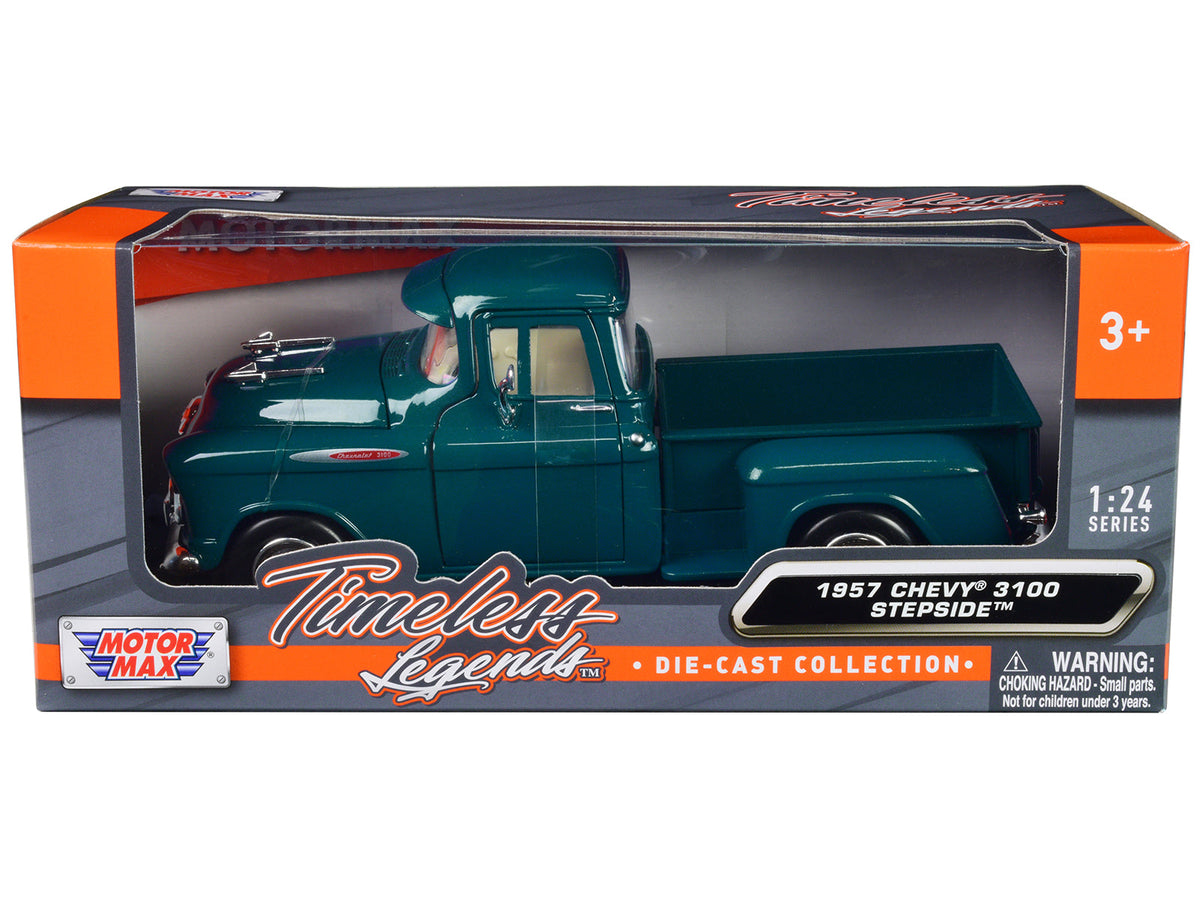 Rapid Vehicles 1957 Chevrolet 3100 Stepside Pickup Truck Teal Metallic "Timeless Legends" Series...