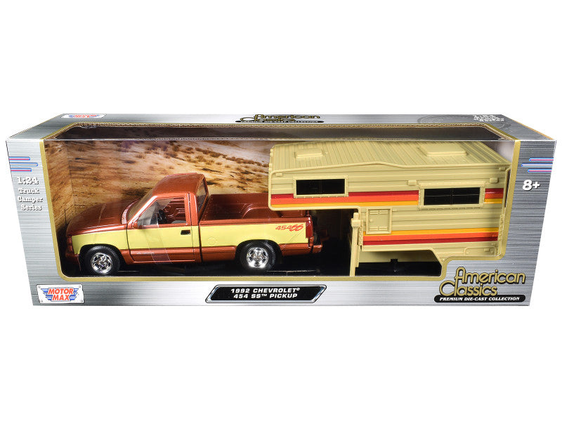 Rapid Vehicles 1992 Chevrolet 454 SS Pickup Truck Copper Metallic with Beige Sides with Camper...
