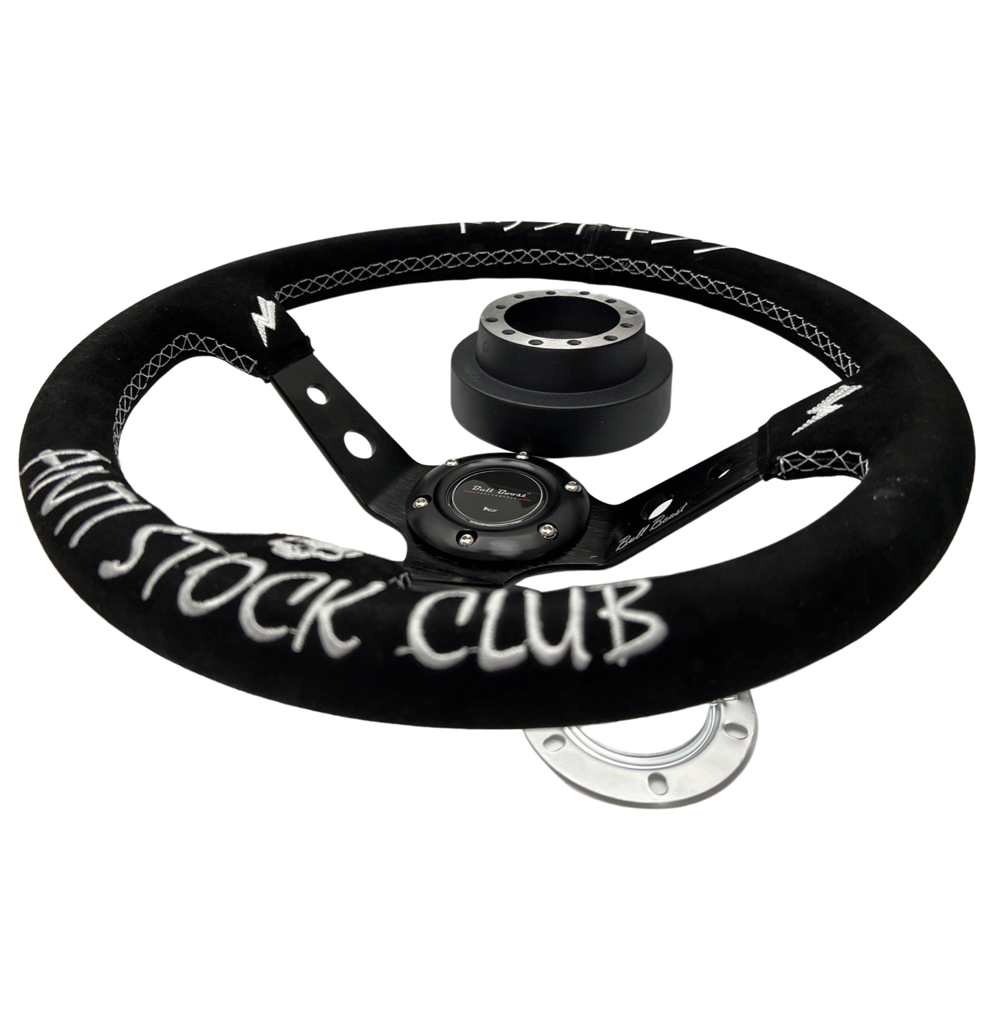 Short Hub Adapter + Suede Steering Wheel For 02-06 Mini Cooper E90