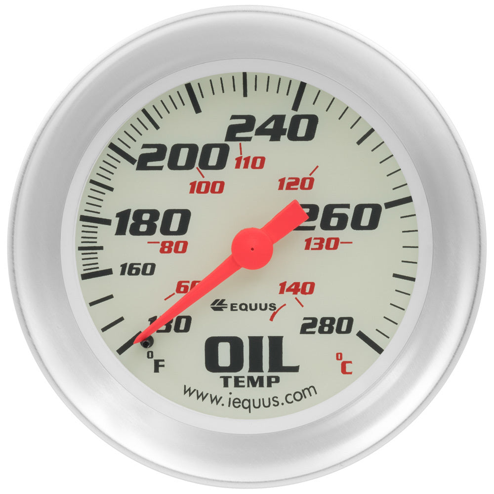 2-5/8 Dia Oil Temp Gauge Silver 130-280 - E8443