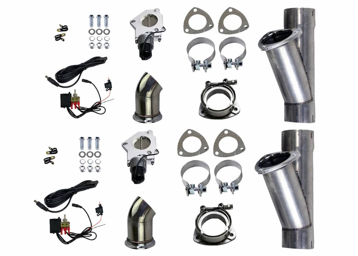 Granatelli Dual 2.25" Electric Exhaust Cutout Kit, Mild Steel Slip-Fit – 303522D
