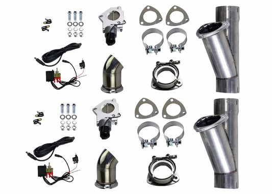 Granatelli Motor Sports Dual Electronic Exhaust Cutout Kit 303522D - Mild Steel Slip-Fit - 2.25" inches