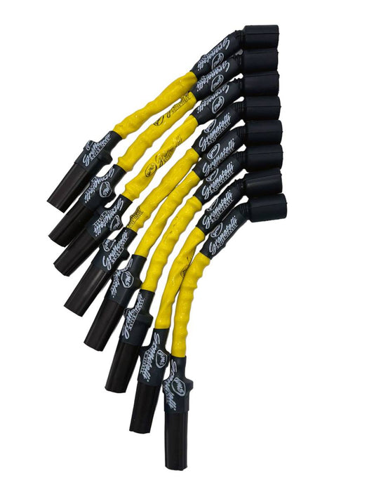 Granatelli GM LS & LT 0-Ohm 12" Yellow High-Temp Coil-Near-Plug Spark Plug Wires – 28-1629HTY