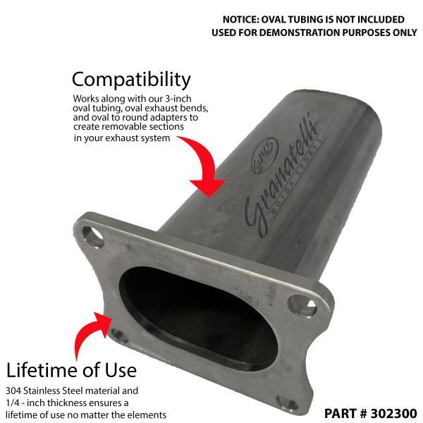 Granatelli 3" Oval Stainless Steel Exhaust Flange – 302300
