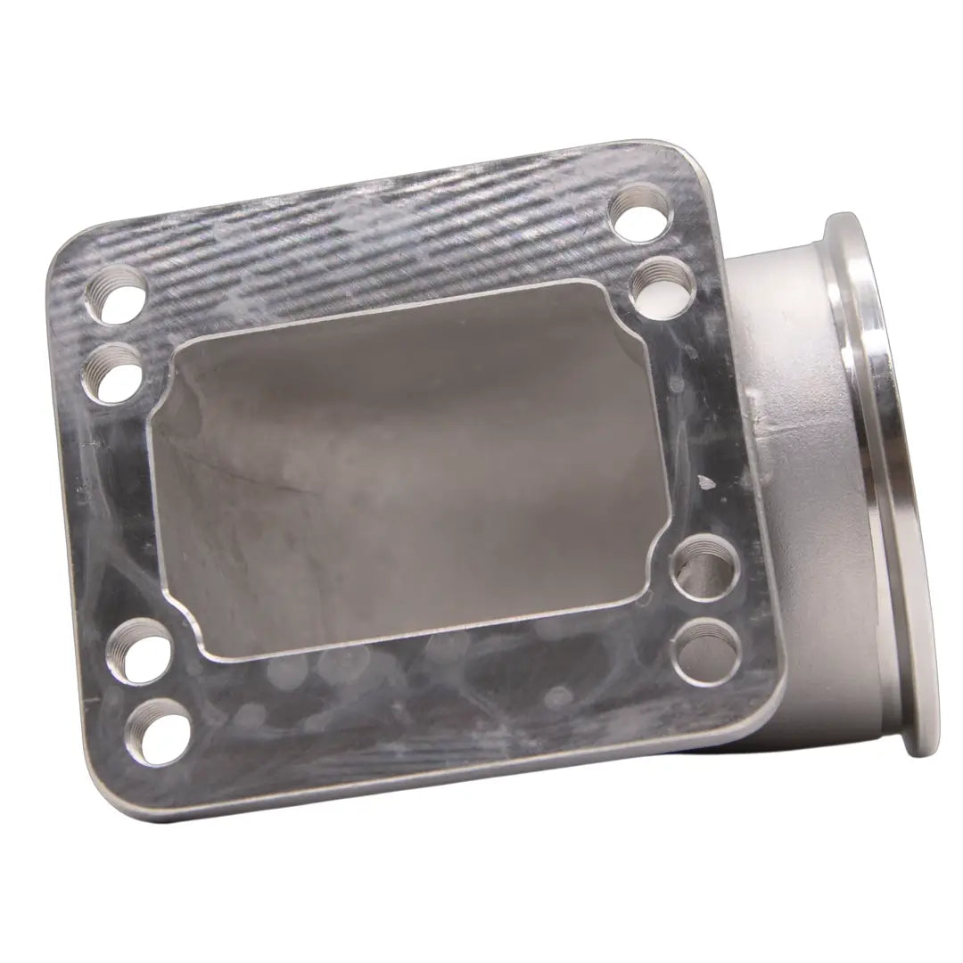 Granatelli Turbo Adapter, 90° Cast Elbow. 3.0" V-Band to T3/T4 Housing, Threaded