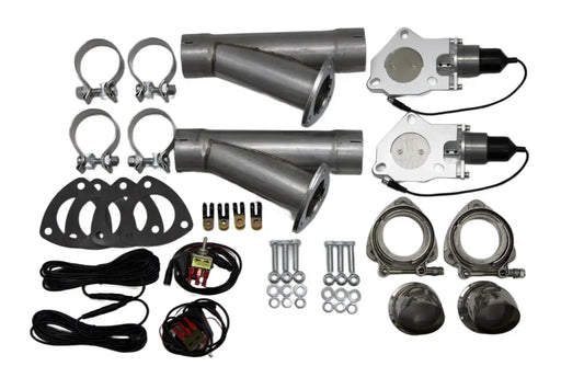 Granatelli Motor Sports Dual Electronic Exhaust Cutout Kit 303522D - Mild Steel Slip-Fit - 2.25" inches