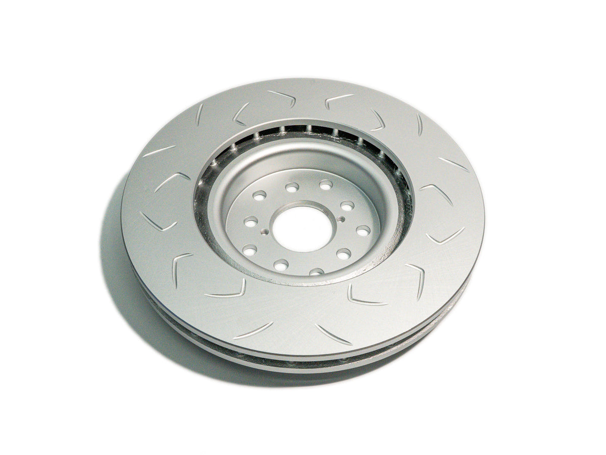 FactionFab Slotted Front Rotor V2 Dual Drilled - 2004-2017 Subaru STI / 2013-2020 FR-S BRZ 86 / 2022-2026 BRZ GR86 w/Brembo*