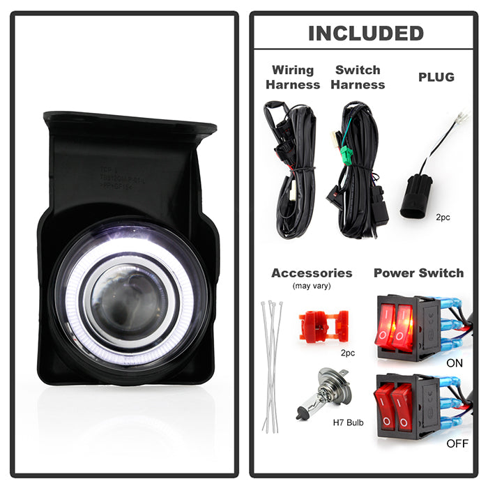 FR SPORT Spyder GMC Sierra 1500 03-06/Sierra 1500HD 03-06 Halo Projector Fog Lights w/swch Clear...