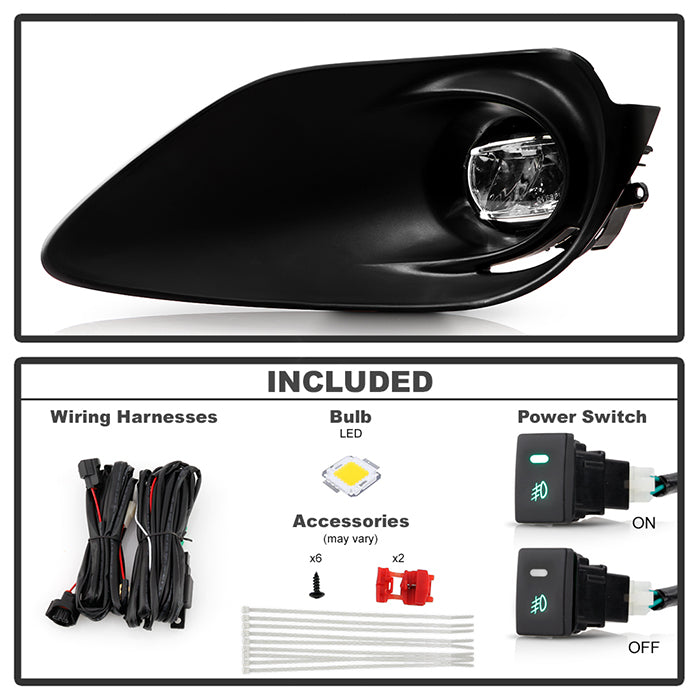 Spyder Toyota Prius C 2018 OEM Style LED Fog Lights w/OEM Fit Switch - Clear 5086358