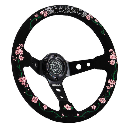 Bull Boost Performance Blessed Universal 350mm 3" Deep Dish 6-Bolt Steering Wheel Red Suede...