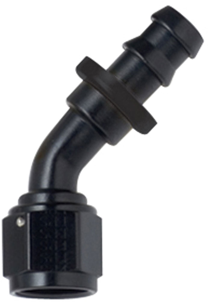 Hose Fitting #8 45 Deg Push Lock Black - 204508BL