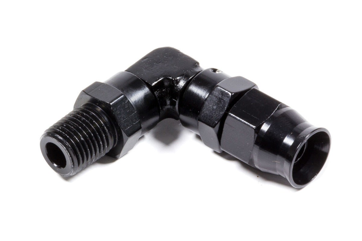 Hose Fitting #6 90 Deg to 1/4npt PTFE Black - 689906BL