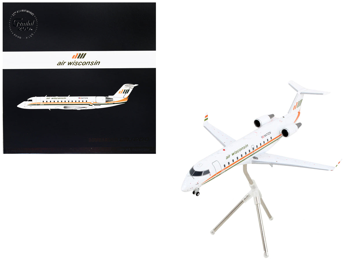Rapid Vehicles Bombardier CRJ200 Commercial Aircraft "Air Wisconsin" White with Orange and Green...