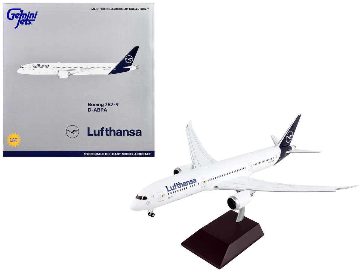 Rapid Vehicles Boeing 787-9 Commercial Aircraft with Flaps Down "Lufthansa" White with Blue Tail...