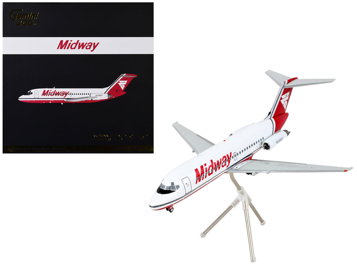 Rapid Vehicles McDonnell Douglas DC-9-15 Commercial Aircraft "Midway Airlines" White with Red...
