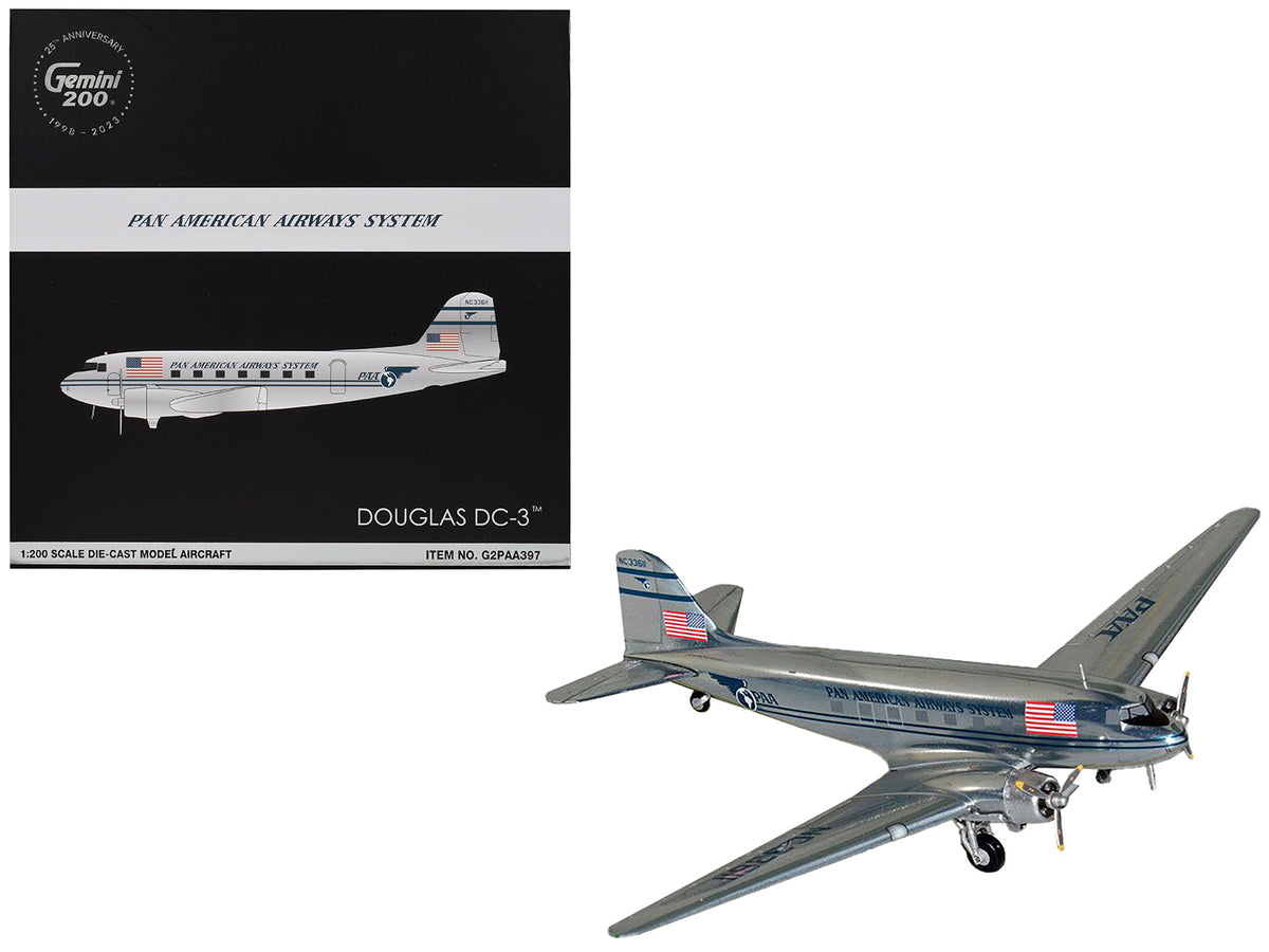 Rapid Vehicles Douglas DC-3 Commercial Aircraft "Pan American Airways" (NC33611) Polished Metal...