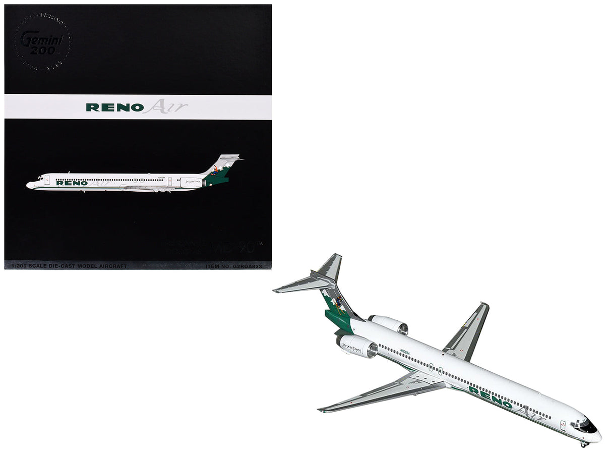 Rapid Vehicles McDonnell Douglas MD-90 Commercial Aircraft "Reno Air" (N905RA) White with Green...