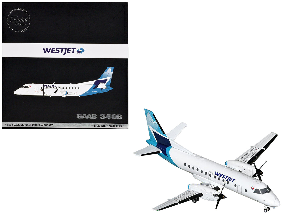 Rapid Vehicles Saab 340B Commercial Aircraft "WestJet" (C-GOIA) White with Blue Stripes and Tail...