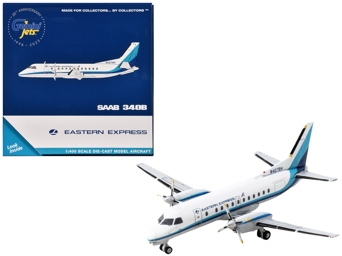 Rapid Vehicles Saab 340B Commercial Aircraft "Eastern Express" (N407BH) White with Blue Stripes...