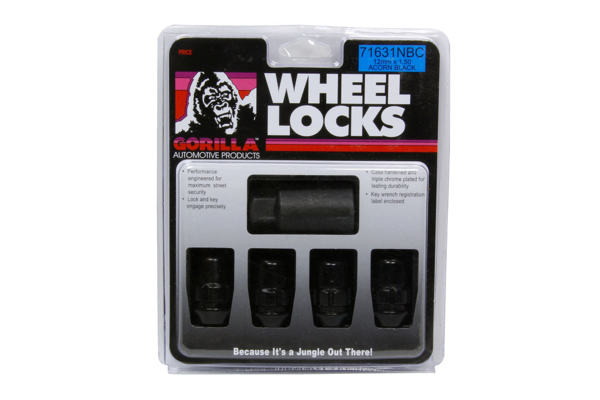 4 Wheel Locks 12mm x 1.5 Black Chrome - 71631NBC