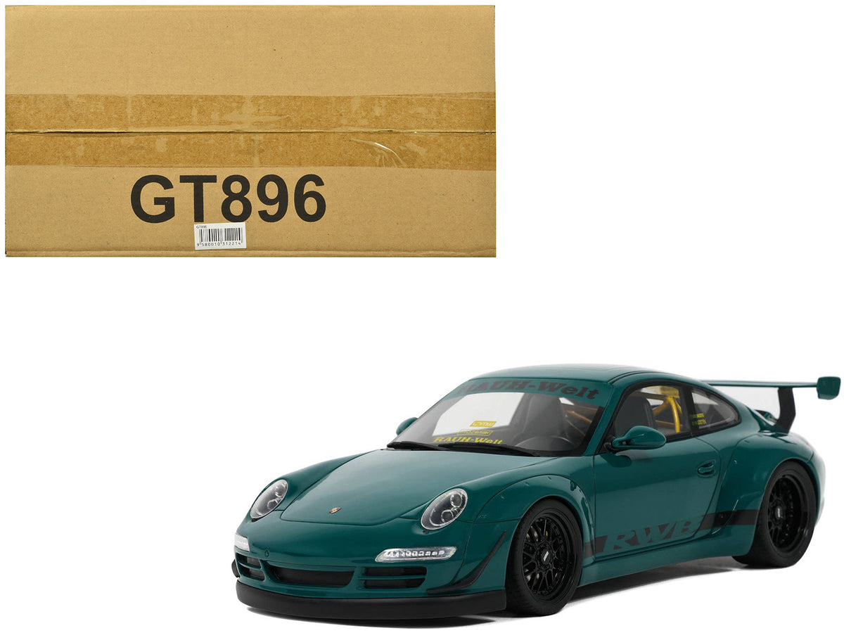 Rapid Vehicles 2021 RWB Bodykit "Syunkashuto" Green with Black Stripes 1/18 Model Car by GT...