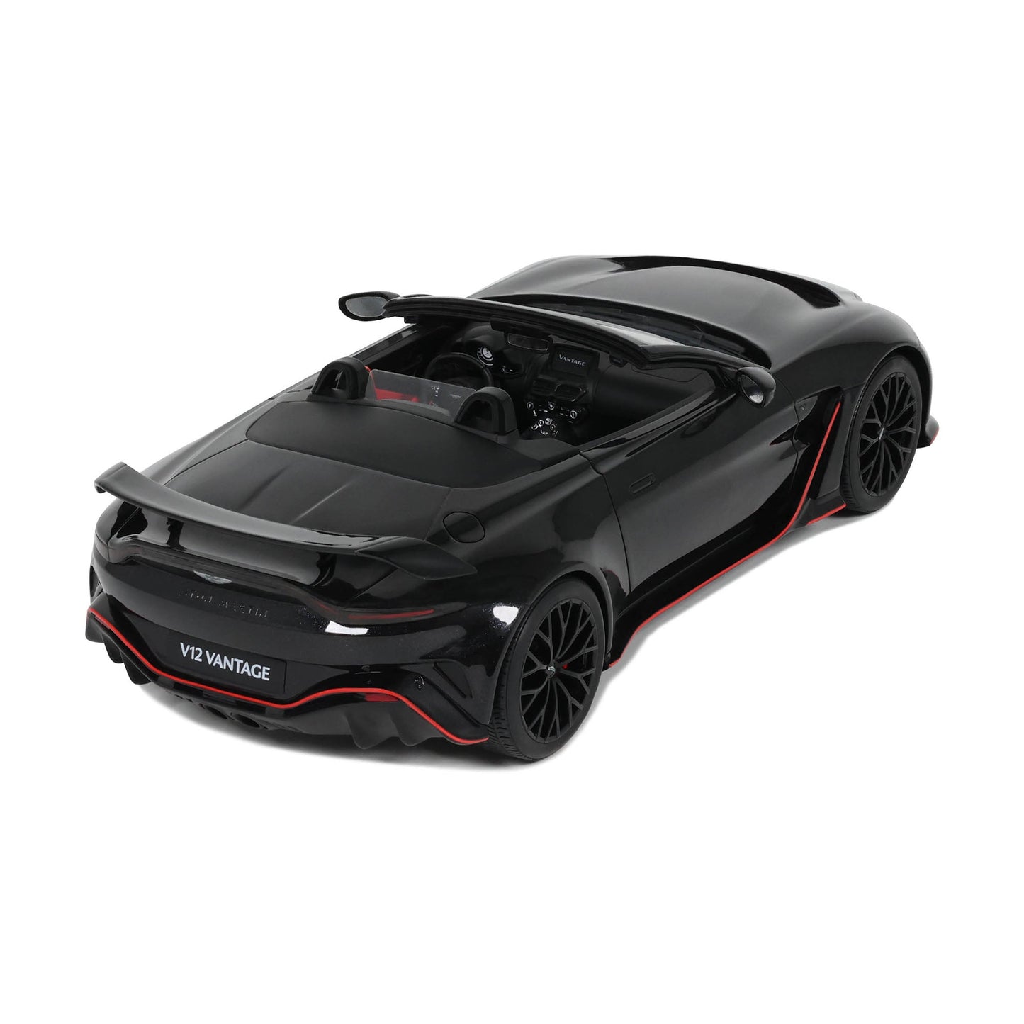GT Spirit 2023 Aston Martin V12 Vantage Roadster Onyx Black w/ Red Trim 1:18