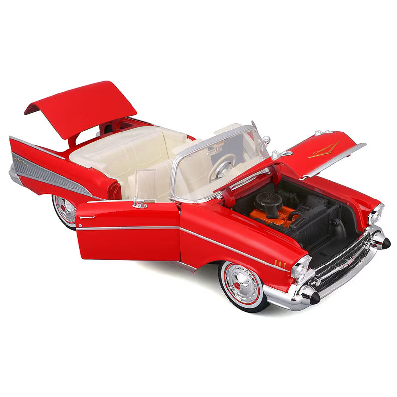 STM Diecast Maisto 1957 Chevrolet Bel Air Red and White 1:18 - View 3