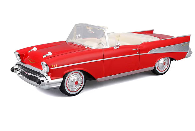 STM Diecast Maisto 1957 Chevrolet Bel Air Red and White 1:18