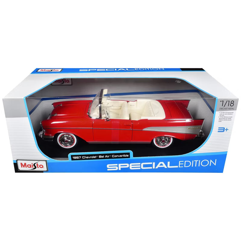 STM Diecast Maisto 1957 Chevrolet Bel Air Red and White 1:18 - View 7