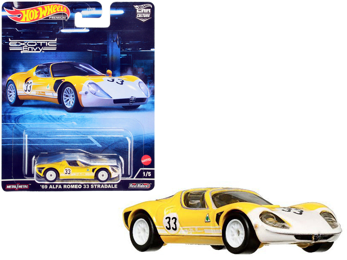 Rapid Vehicles 1969 Alfa Romeo 33 Stradale #33 Yellow and White "Exotic Envy" Series Diecast...